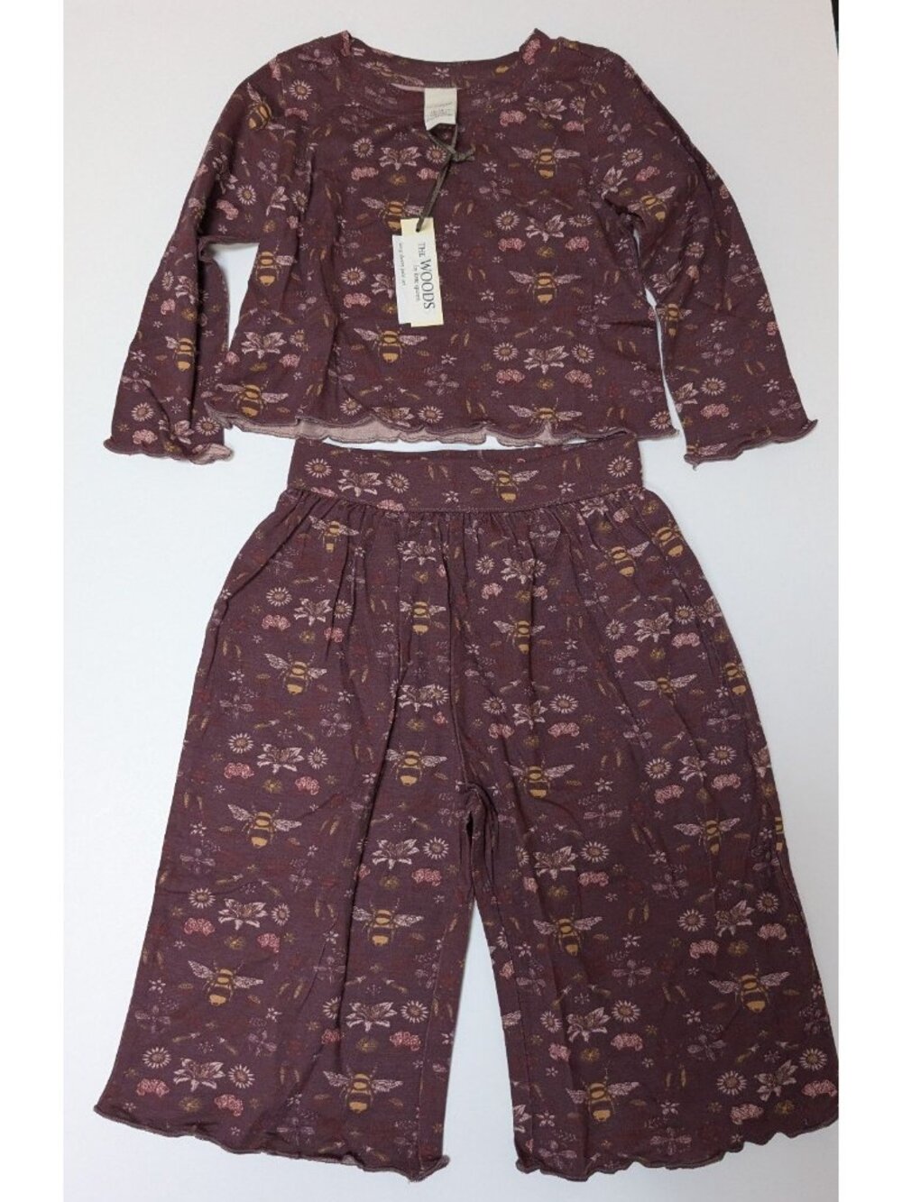 Kate Quinn The Woods Modal Mahogany Bee Litho Floral Long Sleeve Jade Set 18-24
